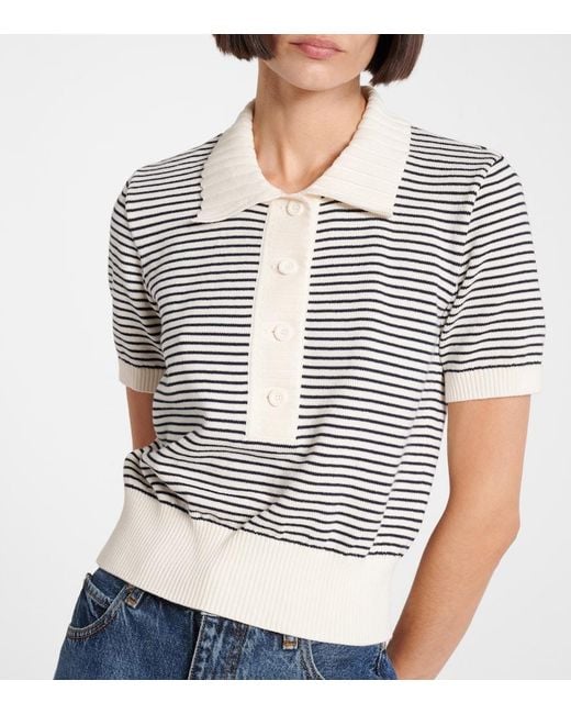FRAME Metallic Striped Cotton Polo Shirt