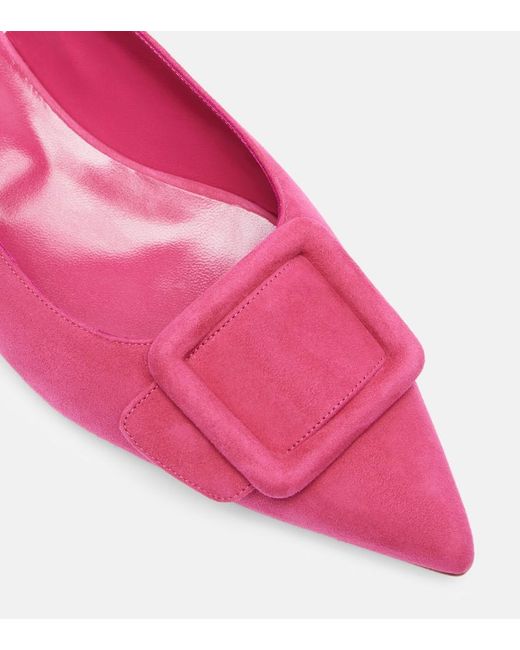 Manolo Blahnik Pink Maylura Suede Slingback Flats