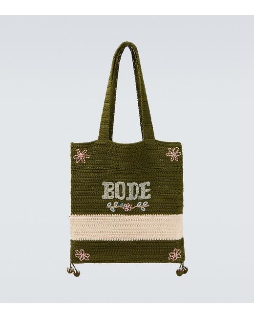 Bode Metallic Marsh Beaded Crochet Tote Bag for men