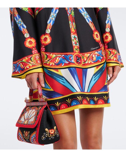 Dolce & Gabbana Red Carretto Silk Twill Kaftan