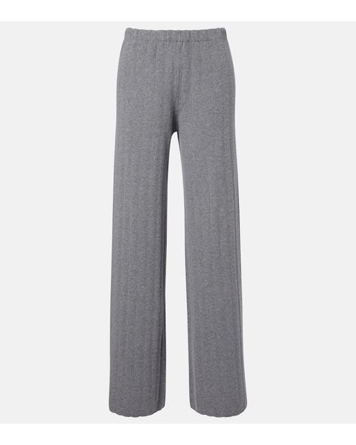 Lisa Yang Gray Shannen Cotton And Cashmere Wide-Leg Pants