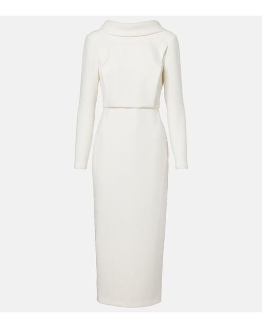 Roland Mouret White Crepe Midi Dress