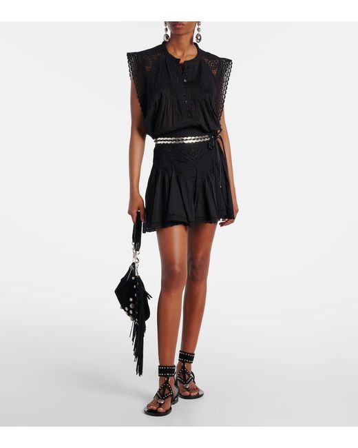Isabel Marant Black Top Grecia Aus Baumwolle Mit Spitze