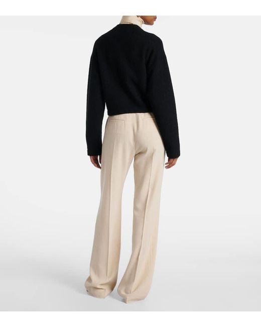 Cardigan Cropped De Algodon Y Seda Loro Piana de color Black