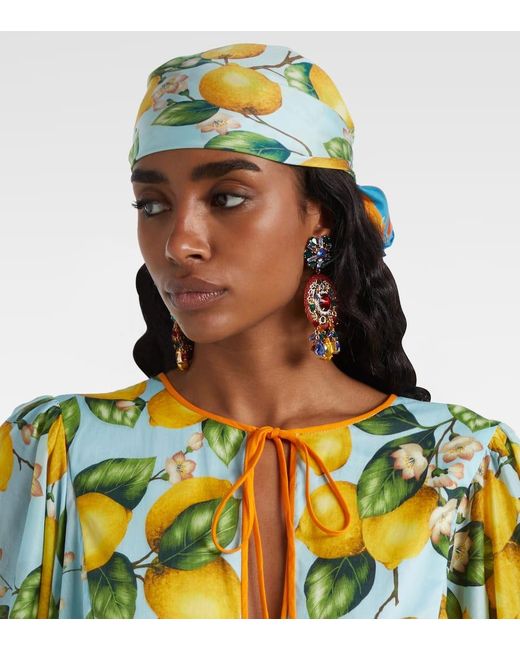 Dolce & Gabbana Blue Printed Silk Twill Scarf