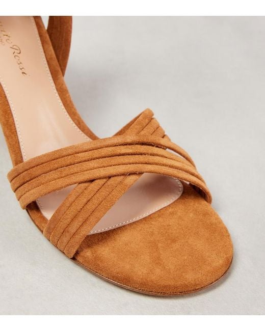 Gianvito Rossi Brown Lianne Criss-Cross 70 Suede Sandals