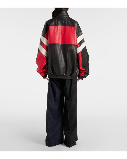 Vetements Red Leather Track Jacket