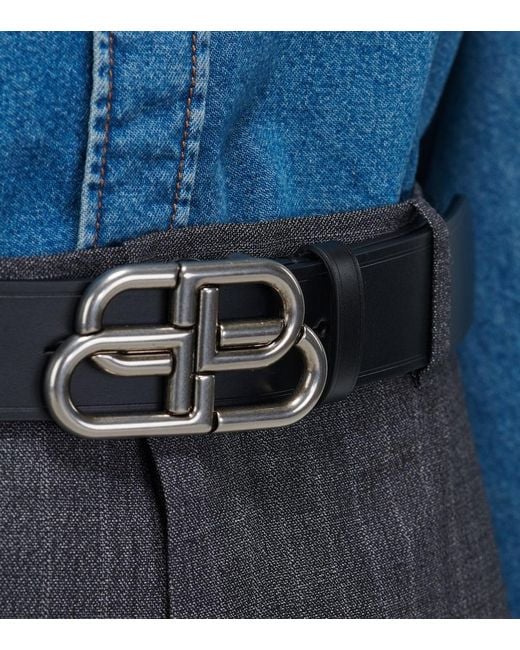 Balenciaga Black Bb Leather Belt for men