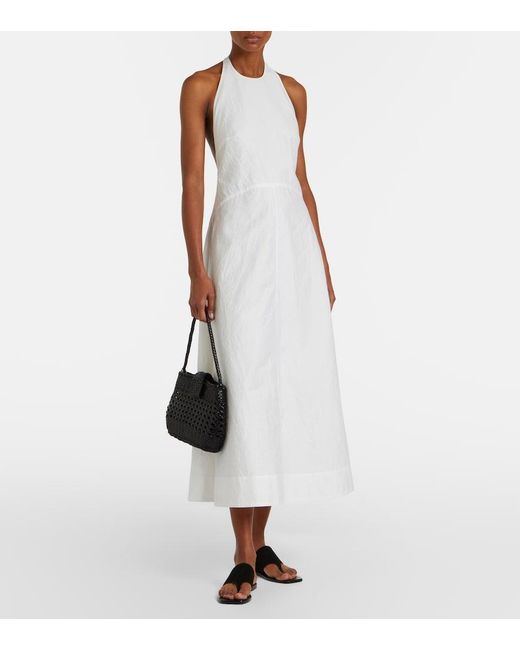 Rohe White Halterneck Cotton-Blend Poplin Midi Dress