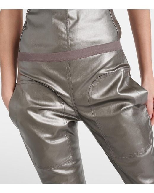 Rick Owens Green Metallic Denim Leggings