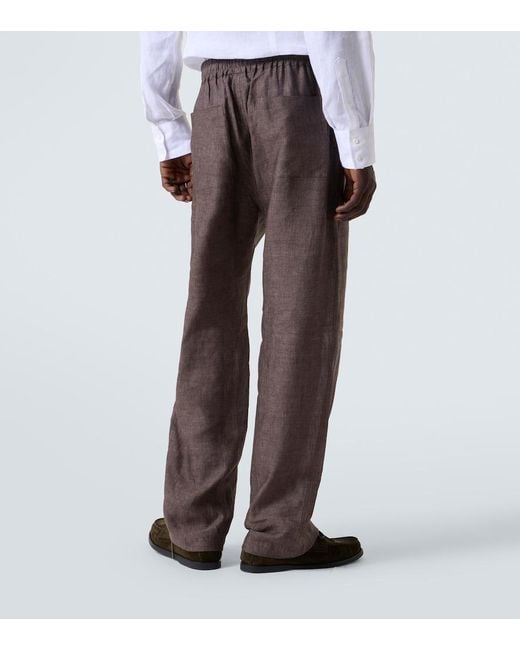 Saman Amel Weite Hose Aus Leinen in Brown für Herren