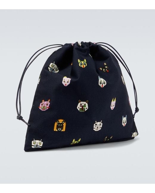 Loewe Blue X Louis Wain Leather-Trimmed Cotton Pouch for men