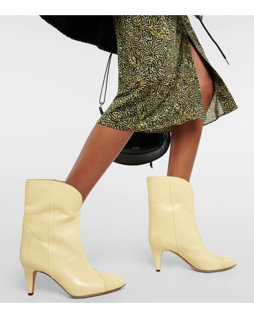 Isabel Marant Yellow Dytho Leather Ankle Boots