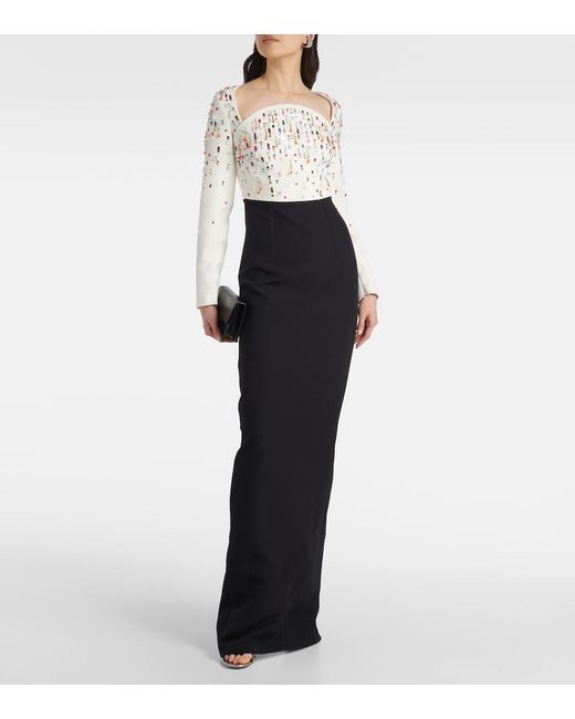 Safiyaa Black Racha Embroidered Gown