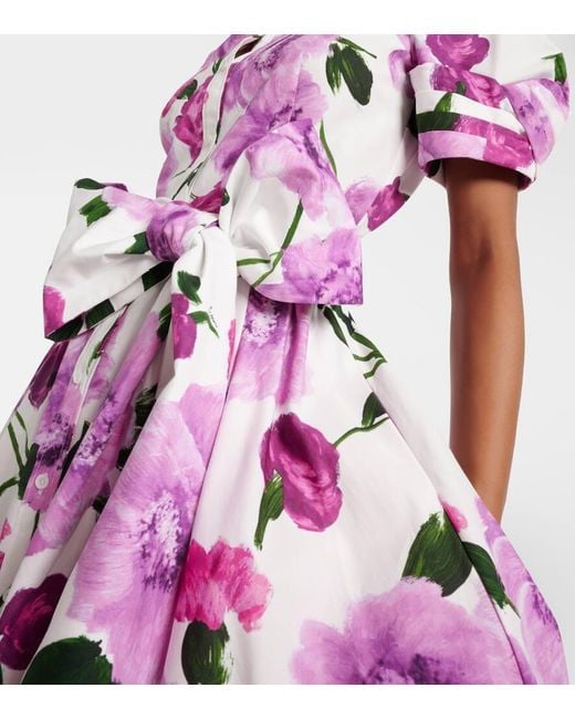 Vestido Camisero Midi De Algodon Floral Erdem de color Pink