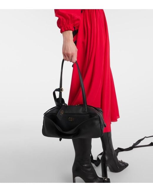 Balenciaga Black Carrie Small Leather Bowling Bag