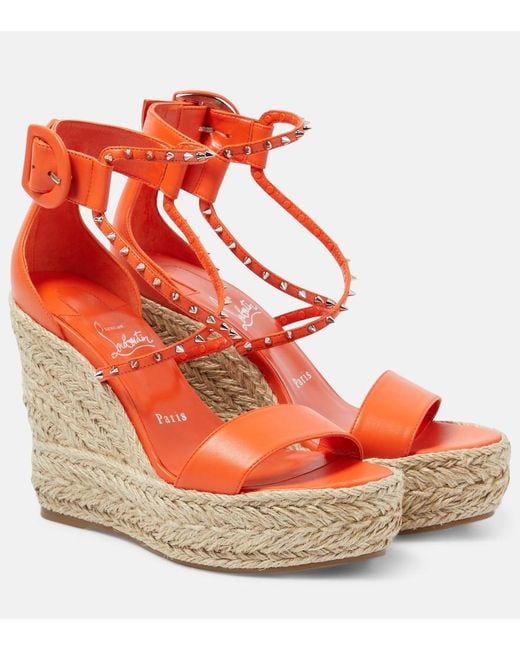 Christian Louboutin Red Chocazeppa Spikes 120 Espadrille Wedges