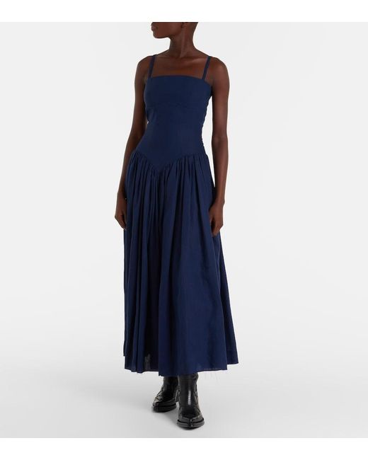Gabriela Hearst Blue Oriana Linen Maxi Dress