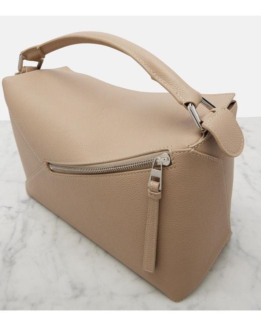 Loewe White Puzzle Edge Medium Leather Top-Handle Bag