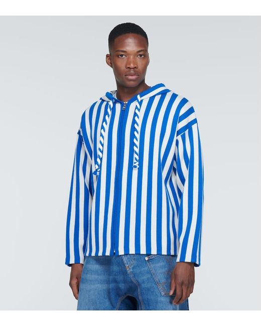 J.W. Anderson Blue Anchor Striped Wool Hoodie for men
