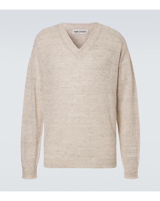 Our Legacy White Rue Linen And Cotton Sweater for men