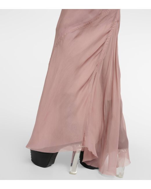 Rick Owens Pink Silk Maxi Skirt