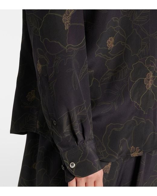 Dries Van Noten Black Floral Silk Shirt