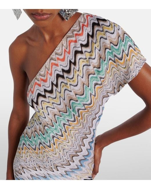 Missoni White Wave One-Shoulder Maxi Dress