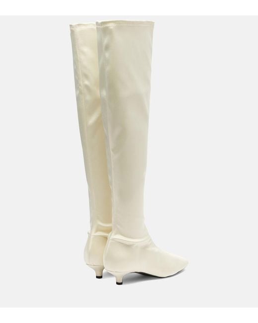 Totême White Satin Knee-High Boots