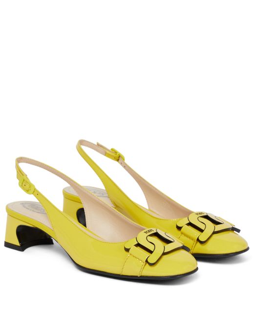 Tod's Yellow Catena 35 Patent Leather Pumps