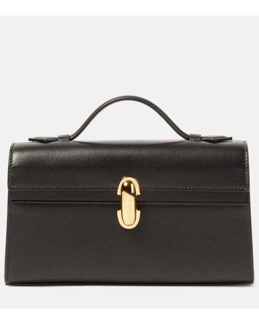 SAVETTE Black Symmetry Pochette Leather Tote Bag