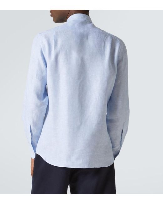 Fedeli Blue Linen Shirt for men