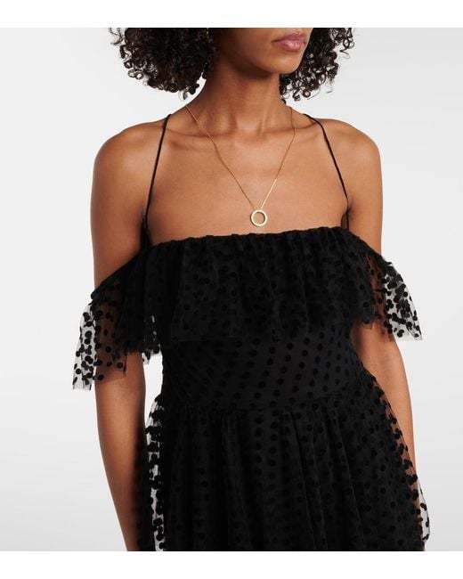 Alexandra Miro Black Carmen Tiered Tulle Maxi Dress