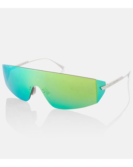 Bottega Veneta Green Light Ribbon Shield Sunglasses