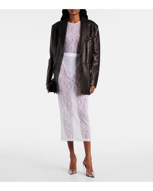 Wardrobe NYC White Sheer Lace Midi Skirt