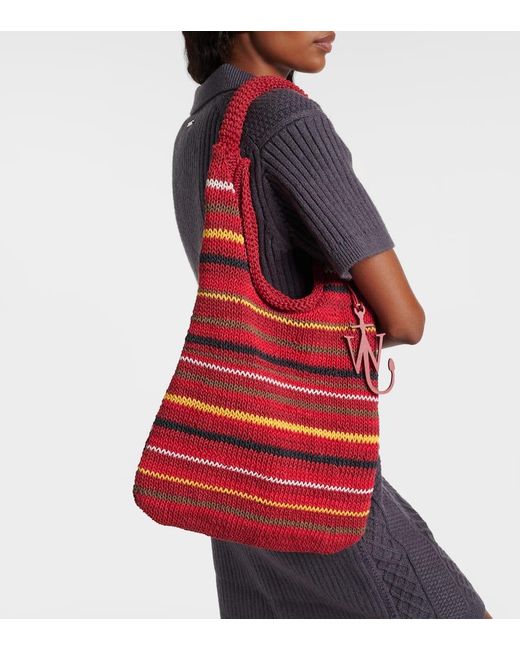 J.W. Anderson Red Tote Bag Aus Baumwolle Mit Leder