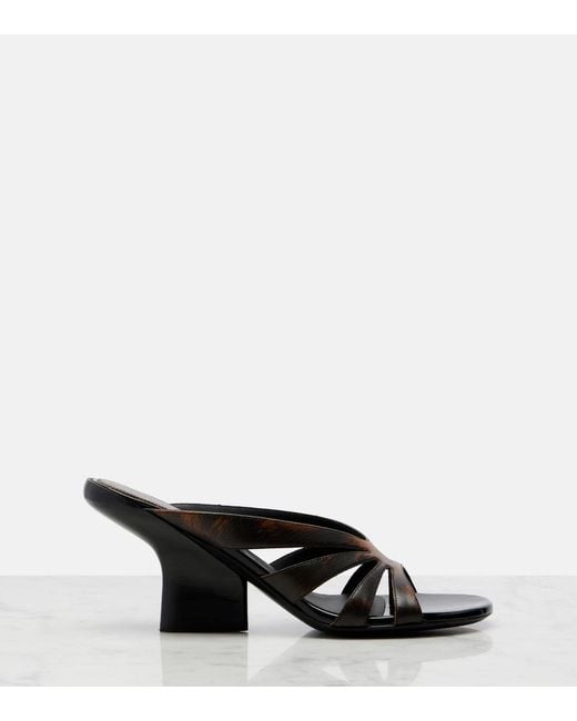 Dries Van Noten Black Distressed Leather Mules