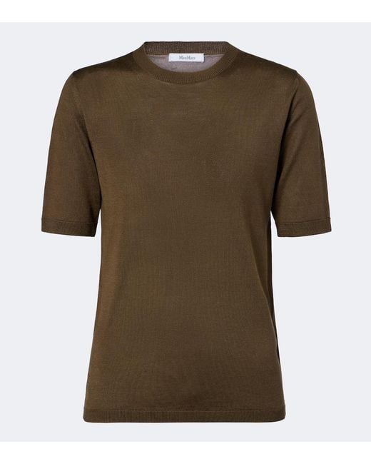 Max Mara Green Silk And Cashmere Top