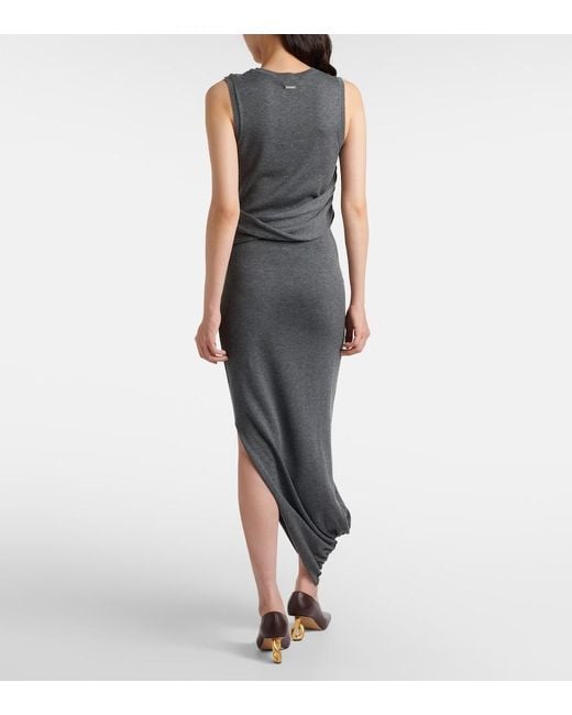 J.W. Anderson Gray Knitted Tie-Detail Asymmetric Midi Dress