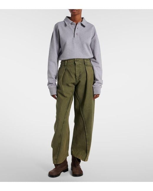 J.W. Anderson Green Mid-Rise Wide-Leg Jeans