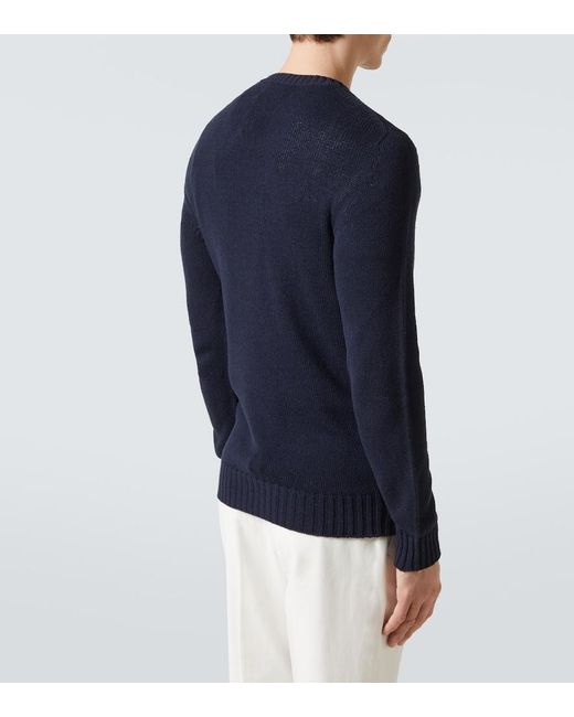 Thom Sweeney Blue Silk Sweater for men