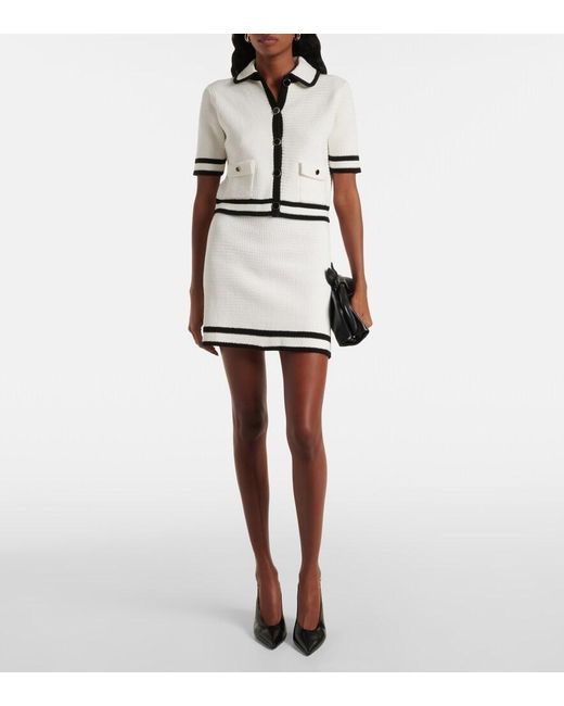 Nina Ricci White Cotton-Blend Tweed Miniskirt