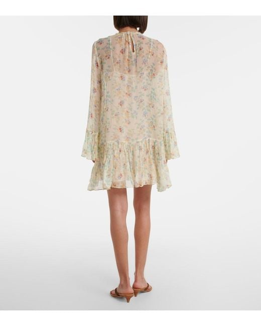 Ulla Johnson Natural Emmeline Floral Silk Chiffon Minidress