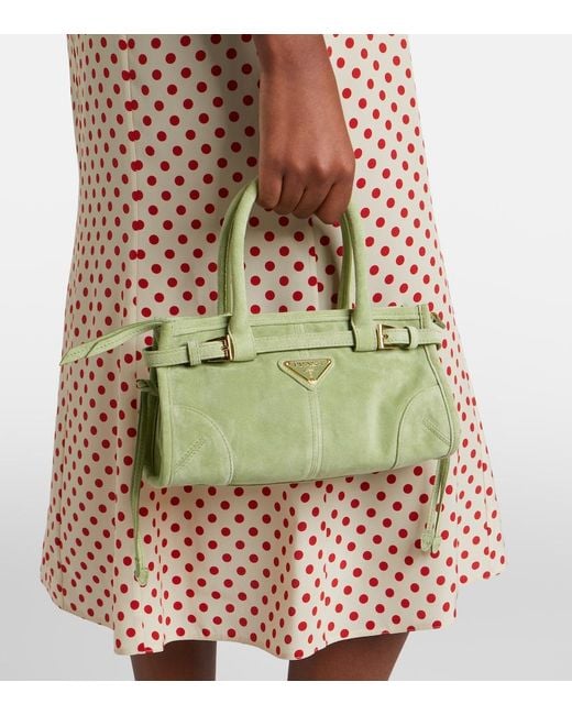 Prada Green Bonnie Mini Suede Top-Handle Bag