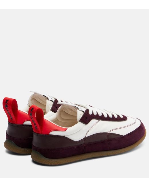 McQueen Red Ec1 Suede-Trimmed Leather Sneakers