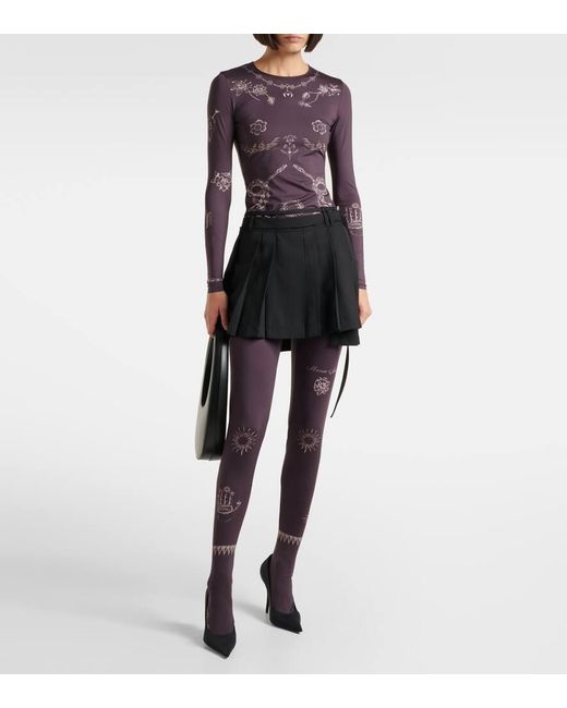 MARINE SERRE Purple Bedruckte Strumpfhose Aus Jersey