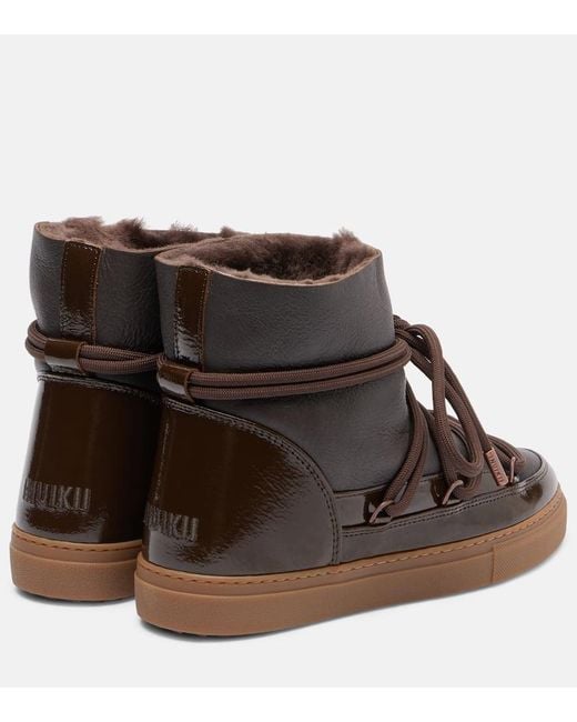 Inuikii Brown Schneestiefel Gloss Aus Leder