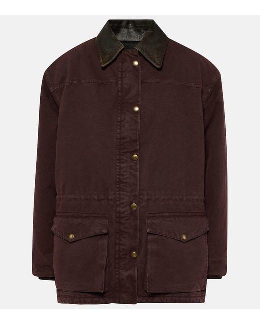Prada Brown Jacke aus Baumwoll-Canvas mit Leder