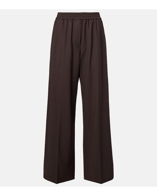 Pantalon Ample En Laine Melangee Brunello Cucinelli en coloris Brown