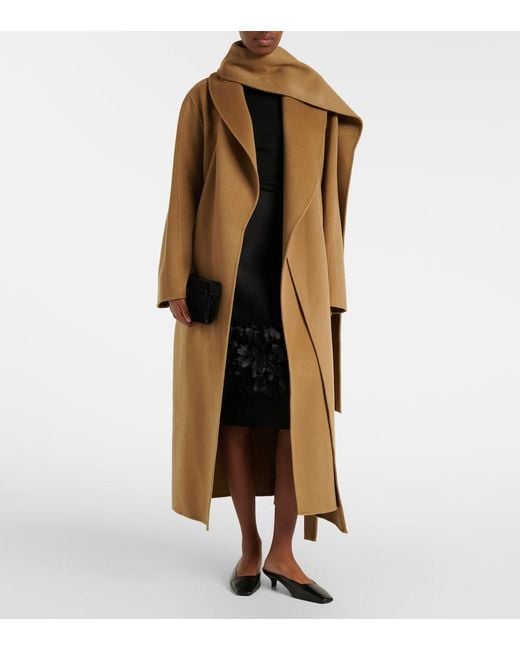 Rohe Natural Scarf-Detail Wool And Cashmere Wrap Coat